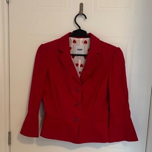 Moschino Vibrant Red Blazer with Heart Lining Size 8